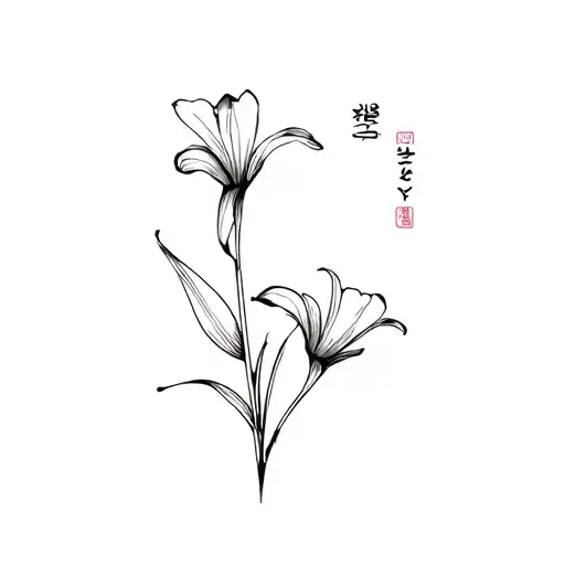 Korean Character For Love And A Lily Flower