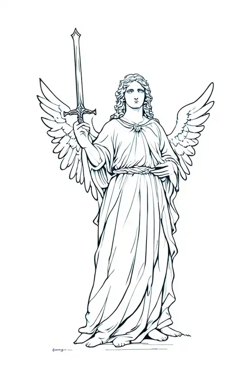 Guardian Angel Holding A Sword