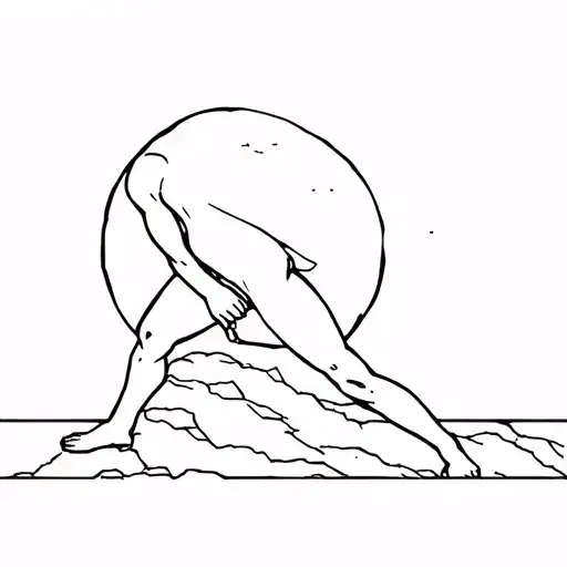Sisyphus Pushing A Rock Horizontally