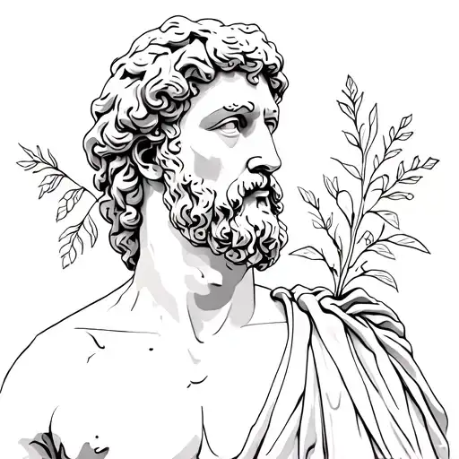 Roman Statue Socrates With Plants
