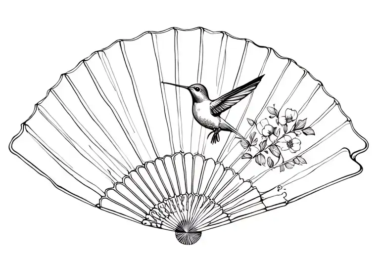 Antique Fan With Hummingbird