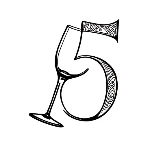 Wine Glass With The Letter C And Number 5