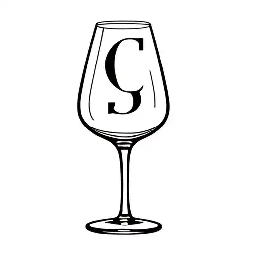 Wine Glass With The Letter C And Number 5