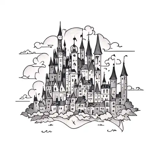 Emerald City From Wizard Of Oz Simple Small Outline