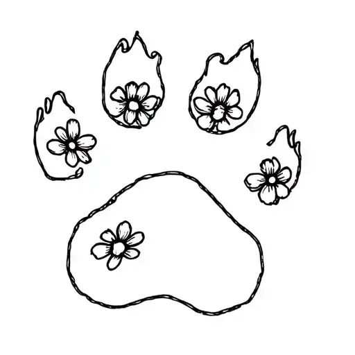 Flowers And Paw Print Forming
