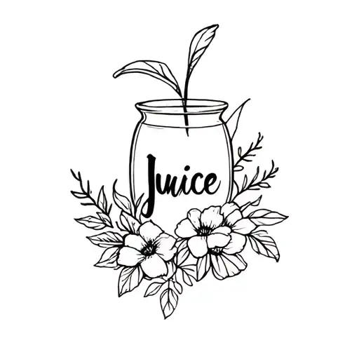 The Name Juice With Designs And Flowers
