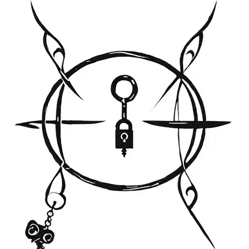 Gemini And Libra Symbol Intertwined With A Lock And Key