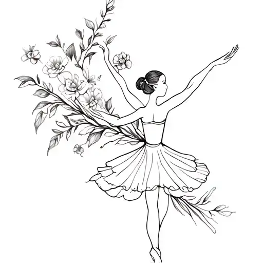 Flowers And Ballet Dancers Gracefully Forming