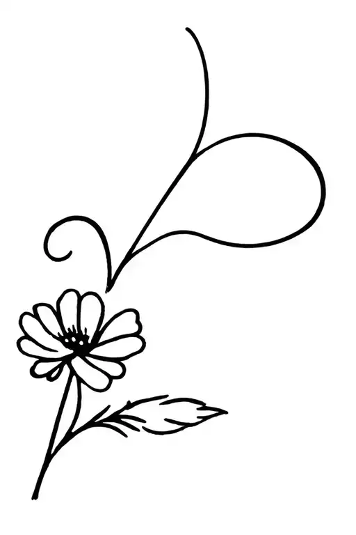 Fine Print And Cursive With A Flower Stem At The End