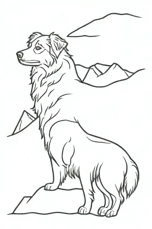 Australian Shepherd By Mountain Peak