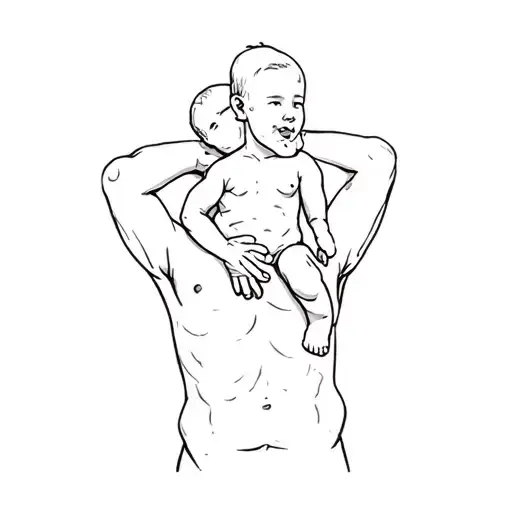 A Man Holding A Baby On His Shoulders