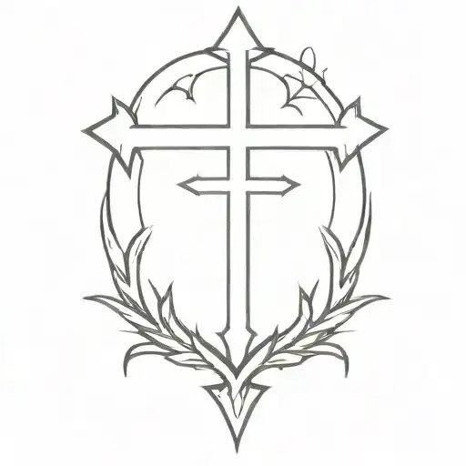 Cross With Thorn Crown Hanging