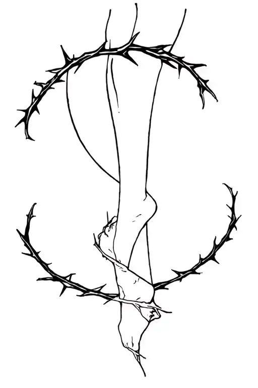 Crown Of Thorns Spiraling Down Leg