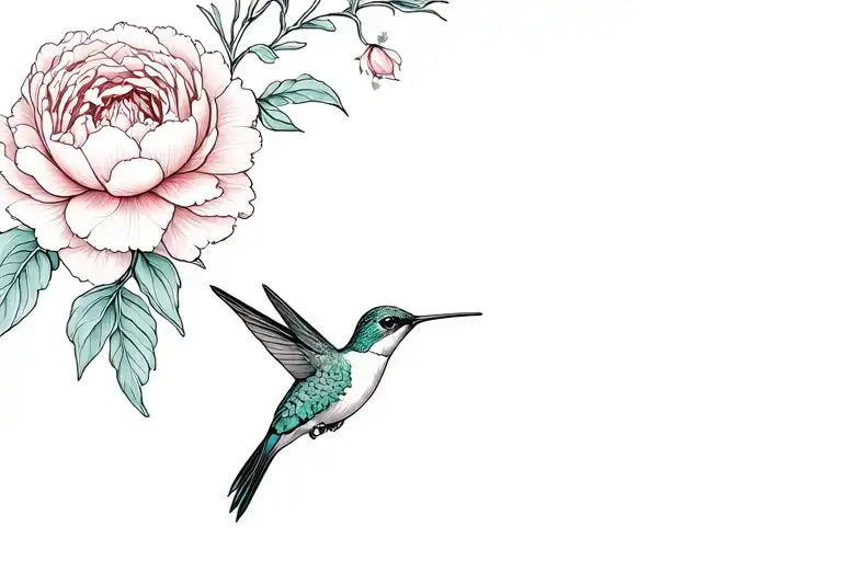 Hummingbird And Peony