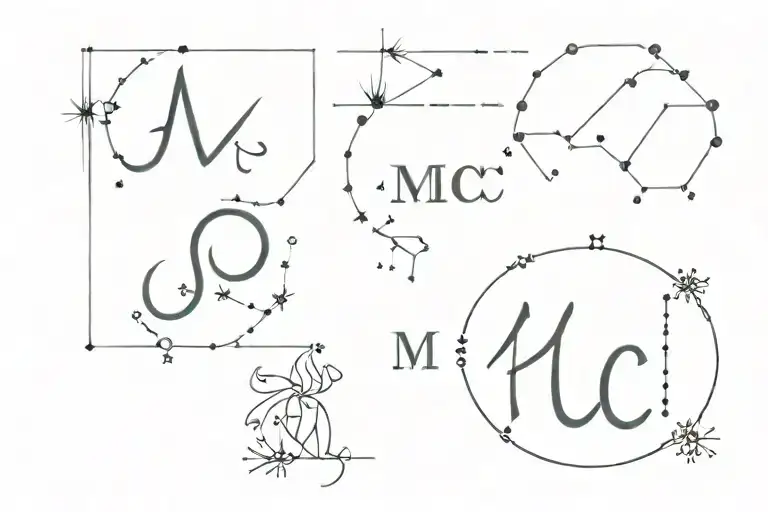 Aquarius And Scorpio Constellations With Initials M And C