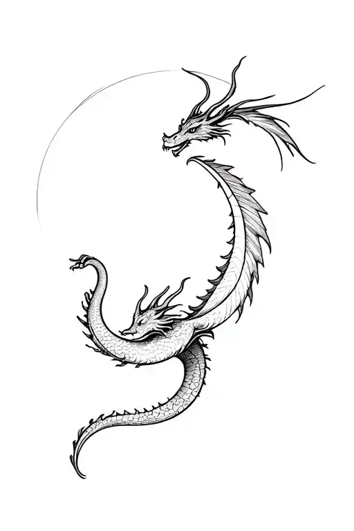 Simple Dragon Flying Towards Moon
