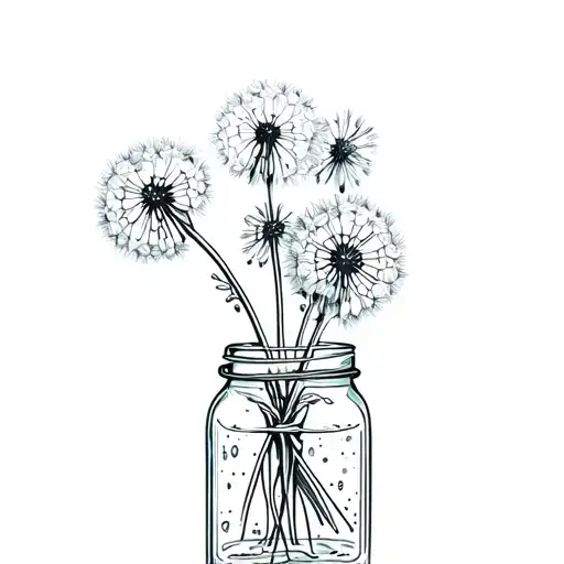 Dandelion Flowers In A Mason Jar