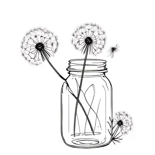 Dandelion Flowers In A Mason Jar