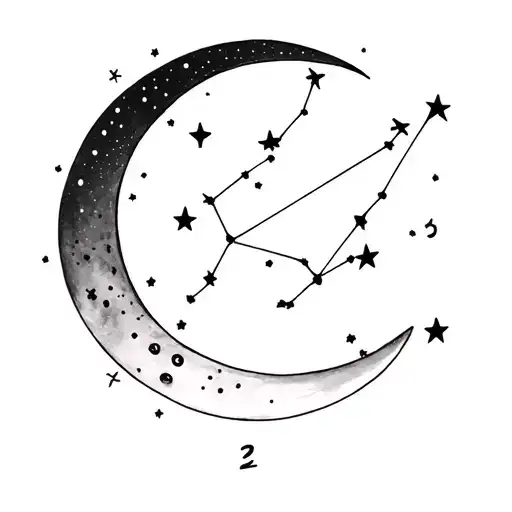 Moon And Stars Constellation Representing Date And Location