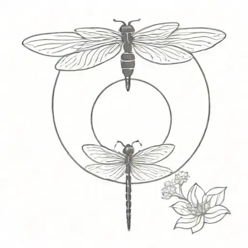 Dragonfly Lotus Enso Circle Daisy