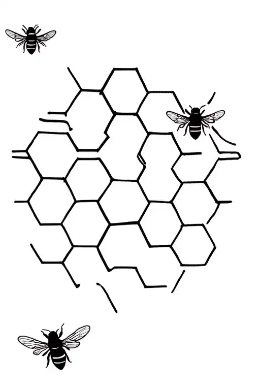 Honeycomb With 3 Bee Flying