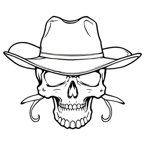 Skull Wearing A Cowboy Hat