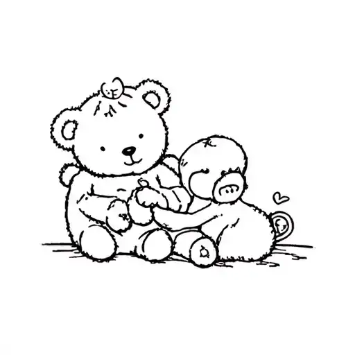 A Baby And A Teddy Bear