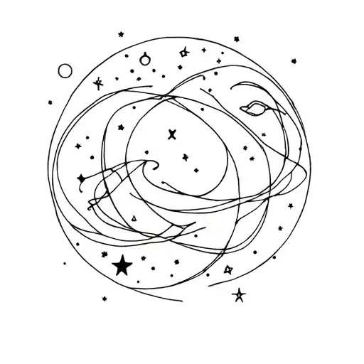 Cosmic Ribbon Scene Featuring Moon Stars And Galaxies