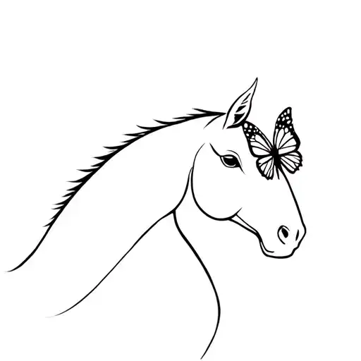 Horse With A Butterfly On The Nose