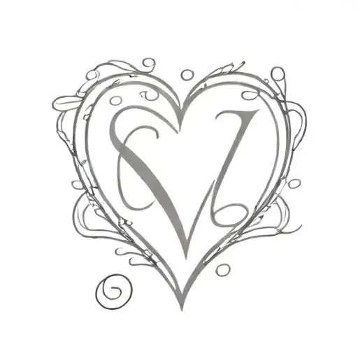 Minimalist Heart With Initials Sm And Ms