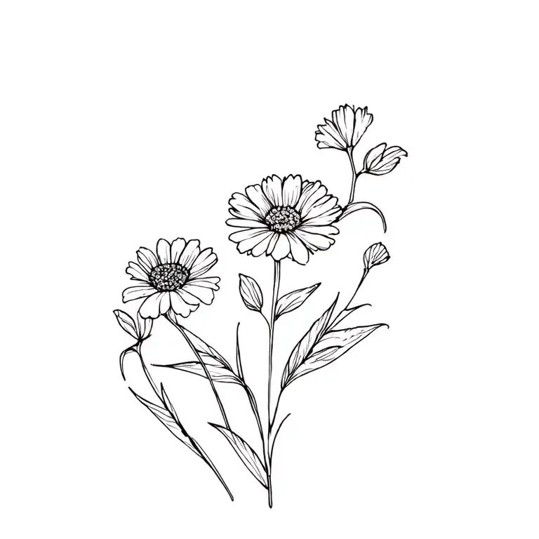 Marigold And Cosmo Flower