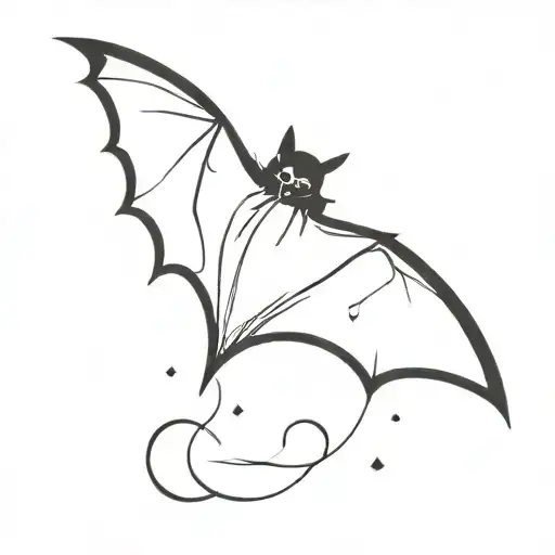 A Minimalist Tattoo Of A Bat Silhouette With Tears Falling From Its Eyes