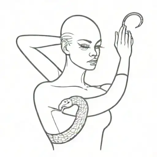 Bald Woman Holding Snake Slithering