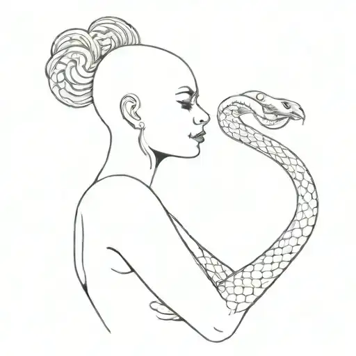 Bald Woman Holding Snake Wig Representing Your Passion
