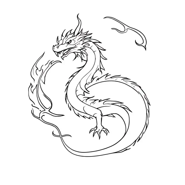 Dragon Body With Fire Around