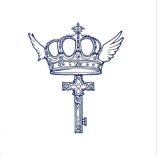 Ocean A Key Princess Crown One Dove And A Cross