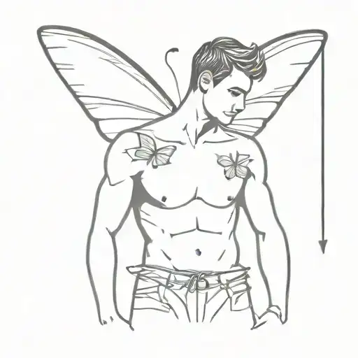 Gay Man With Butterfly Wings Symbol Of Coming Out