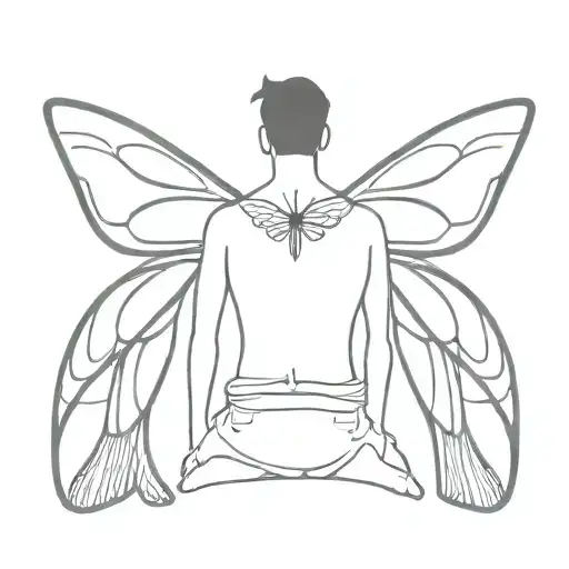 Gay Man With Butterfly Wings Symbol Of Coming Out