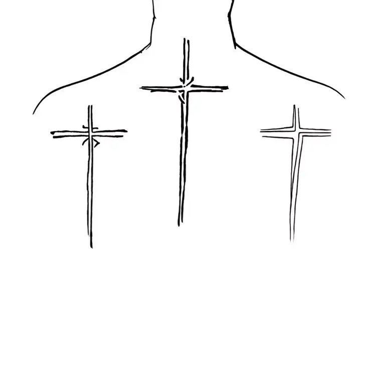Left Side Of Chest Three Crosses Romans 323