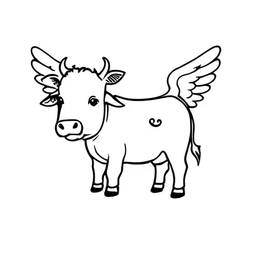 Cute Baby Cow With Angel Wings