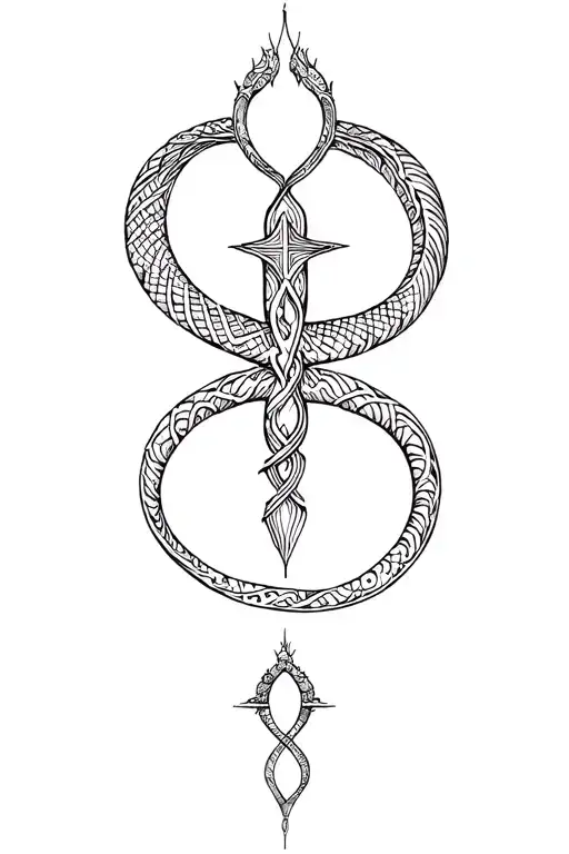 Intricate Fantasy Serpent Cross