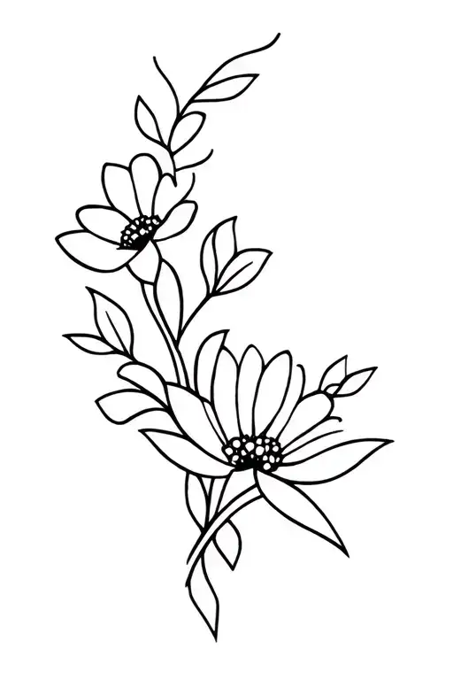 Geometric Abstract Floral With Flowers