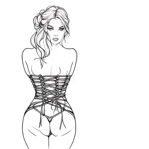 A Tied Up Woman With Leather Corset