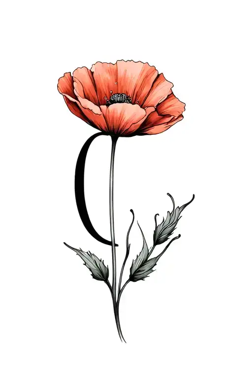Poppy Flower With The Letter C