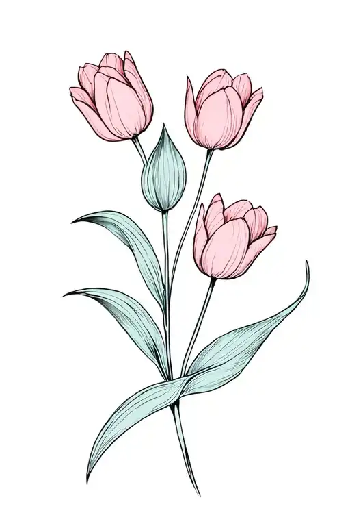 Open Flowers And Tulips