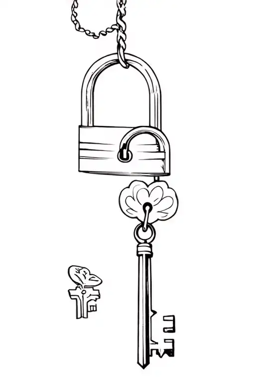 Padlock And Key Separate Couple Tattoo Design