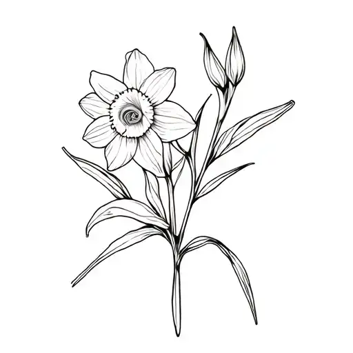 Narcissus And Honeysuckle Flower Intertwined