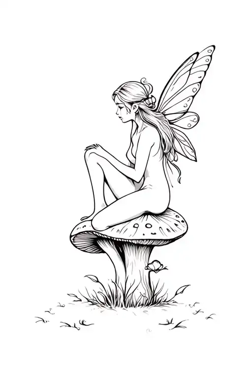 Fairy Sitting On A Mushroom