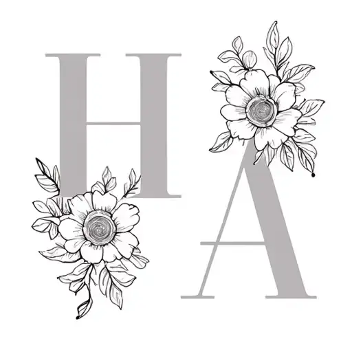 Represents 2 Kids Initials H And A With Details Of Flowers