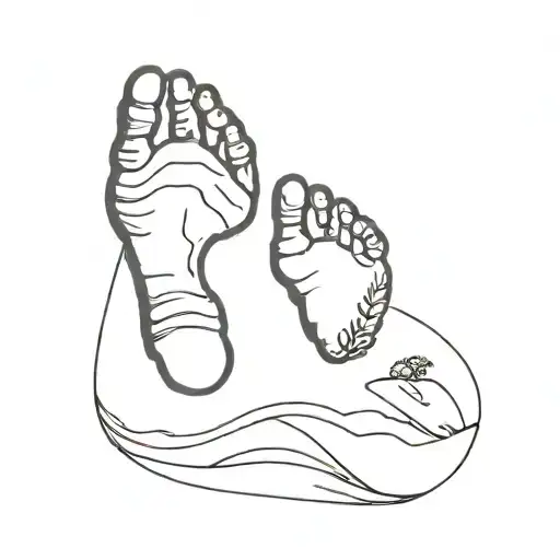 Baby Footprint Silhouette With A Landscape